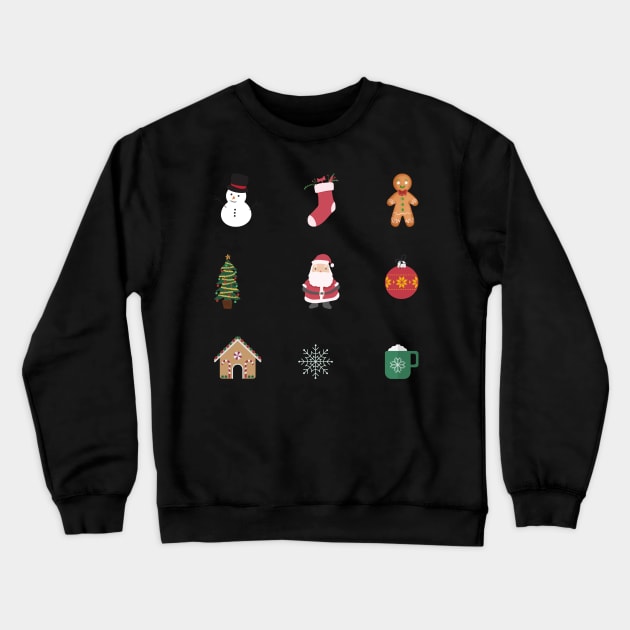 Cute Christmas Sticker Pack Crewneck Sweatshirt by AishwaryaMathur